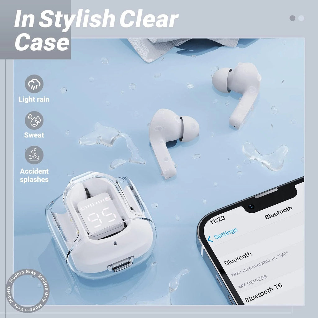 AIR 31 Transparent Case Earbuds (Bluetooth 5.3 + LED Display)